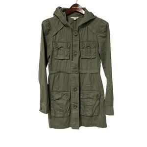 Green Cargo Anorak Trench Coat, Size Small, KB327